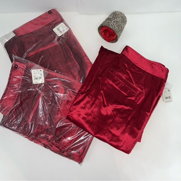 Free People Walk With You Velvet Trousers In Cherry Juice Color- New With Tag - Picture 13 of 13